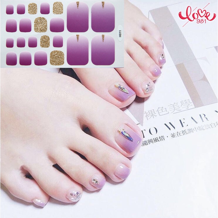 Miếng Dán Trang Trí Móng Chân Họa Tiết Hoạt Hình Màu Trơn Không Thấm Nước