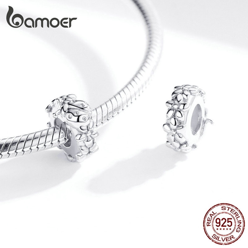 Hạt phụ kiện Bamoer BSC112 đính đá nhân tạo dùng làm vòng đeo tay cho nữ