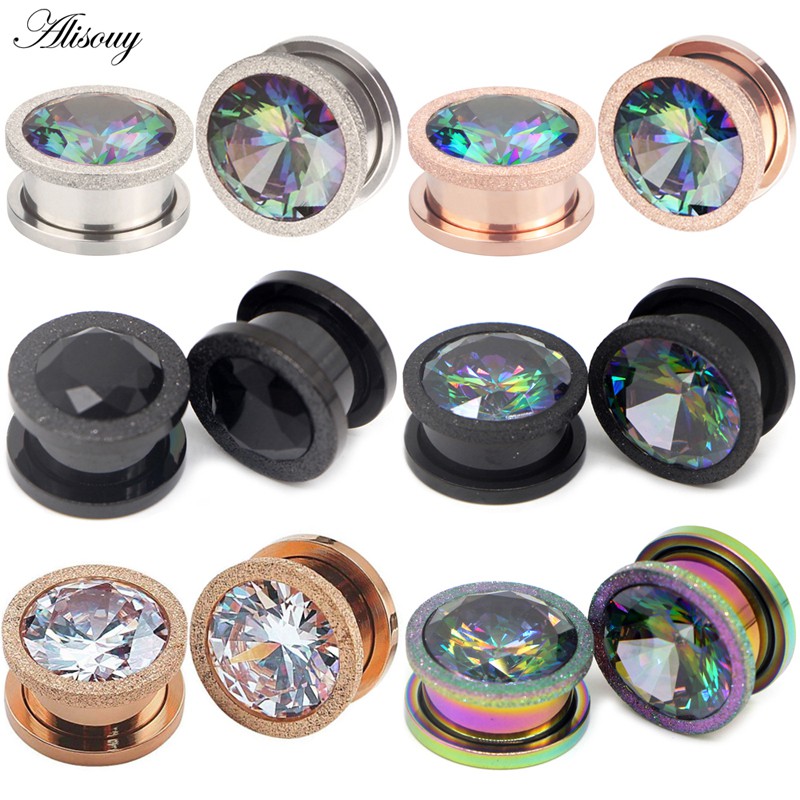 Set 2 Khuyên Tai Ống Hầm Bằng Thép Không Gỉ