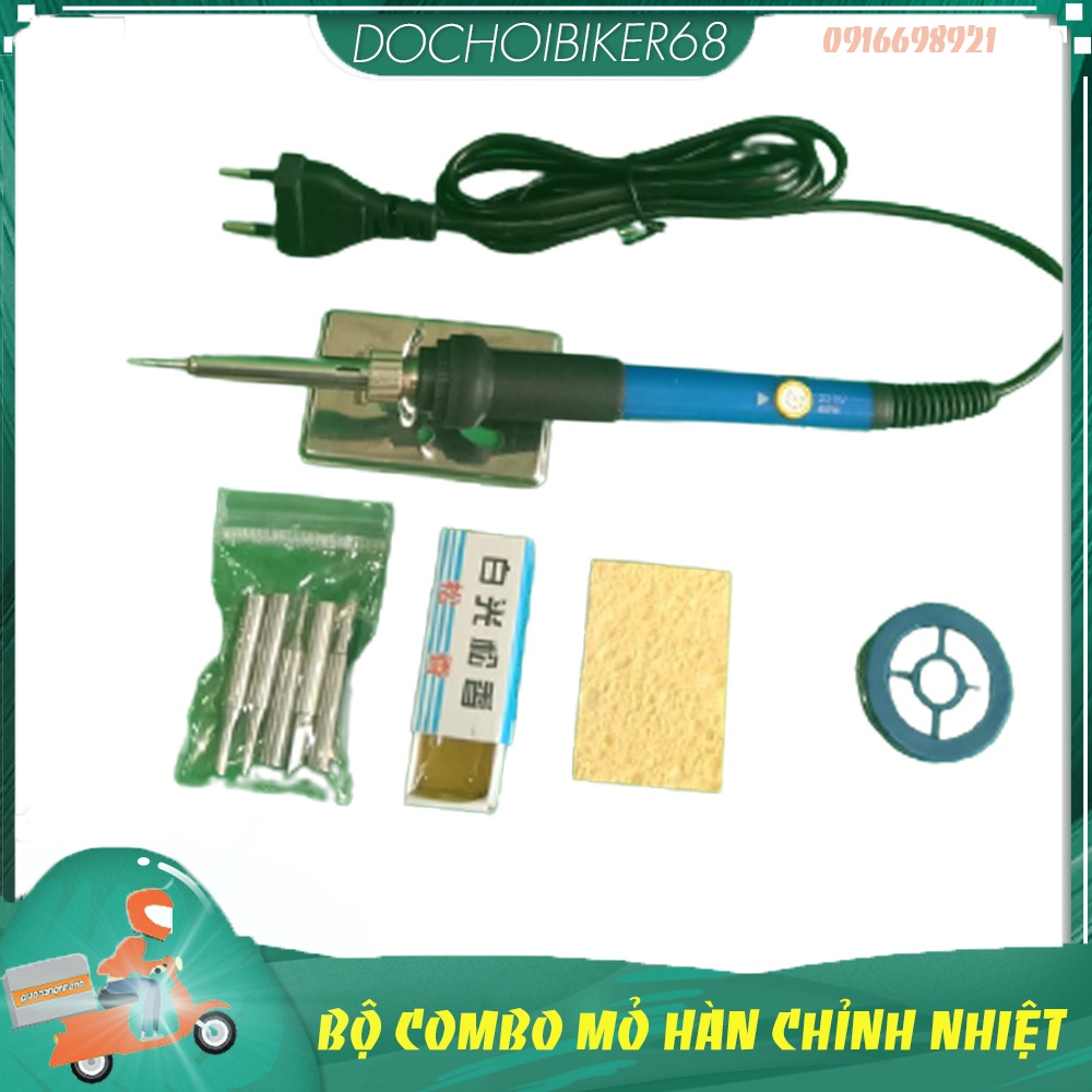 ⭐⭐COMBO Mỏ hàn điện tử chỉnh nhiệt 936-60w ⭐Chì hàn⭐Nhựa thông⭐5 mũi hàn⭐Giá đỡ mỏ hàn⭐bọt biển