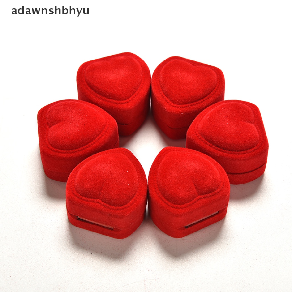 [adawnshbhyu] Chic Heart Shaped Ring Box Red Love Heart Storage Box Jewelry Box Display Box .