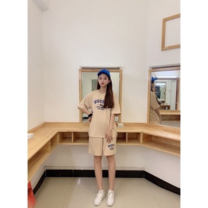 Bộ thể thao nữ dáng rộng mùa hè chất thun cotton 4 màu dễ thương (có ảnh thật)