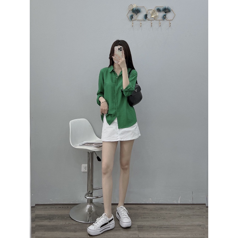 Áo sơ mi nữ chất vải đũi dày dặn đẹp | BigBuy360 - bigbuy360.vn