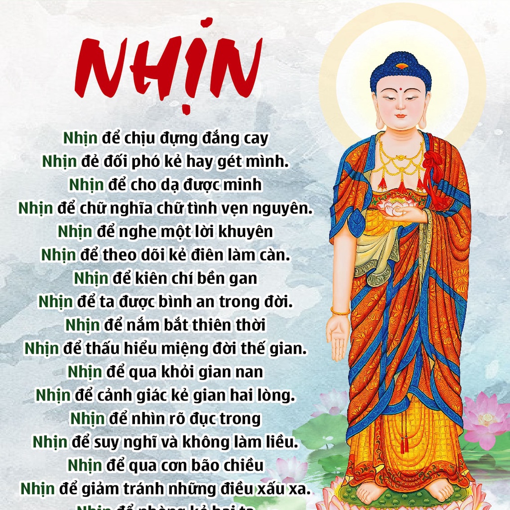 Tranh chữ NHỊN 40x60cm chất liệu vải phủ bóng cao cấp, dày dặn