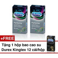 2 Bao cao su DUREX PERFORMA Kéo Dài ThờiI Gian - TẶNG 1 hộp Đurex Kigtex ôm sát (VIP)