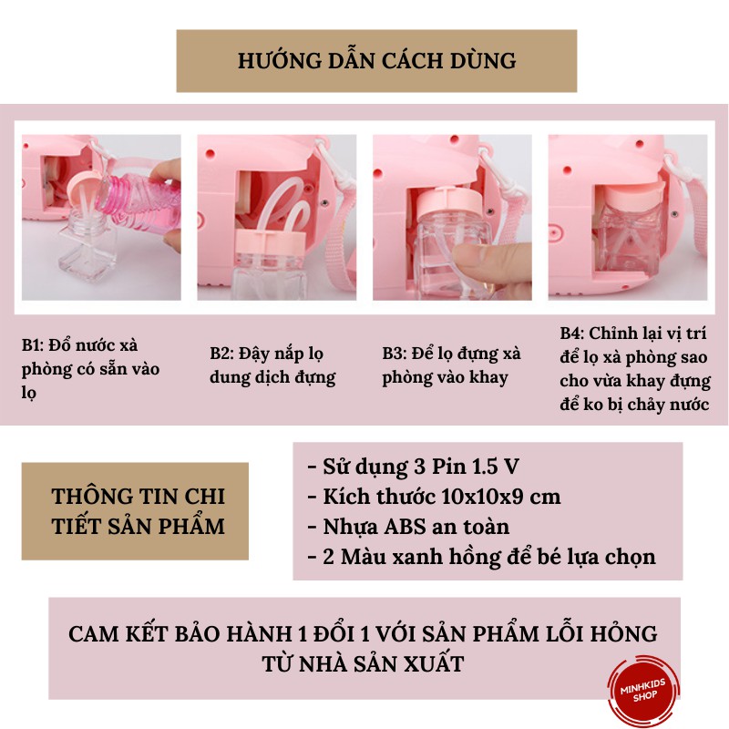 Đồ Chơi Thổi Bong Bóng Phát NhạcTự Động MinhKids Shop Có Hình Máy Ảnh Kitty Dễ Thương Cho Bé Chơi Không Lo Bẩn Tay