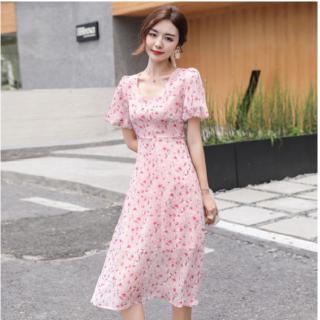Đầm Hoa Cổ V Thanh Lịch Dành Cho Nữ