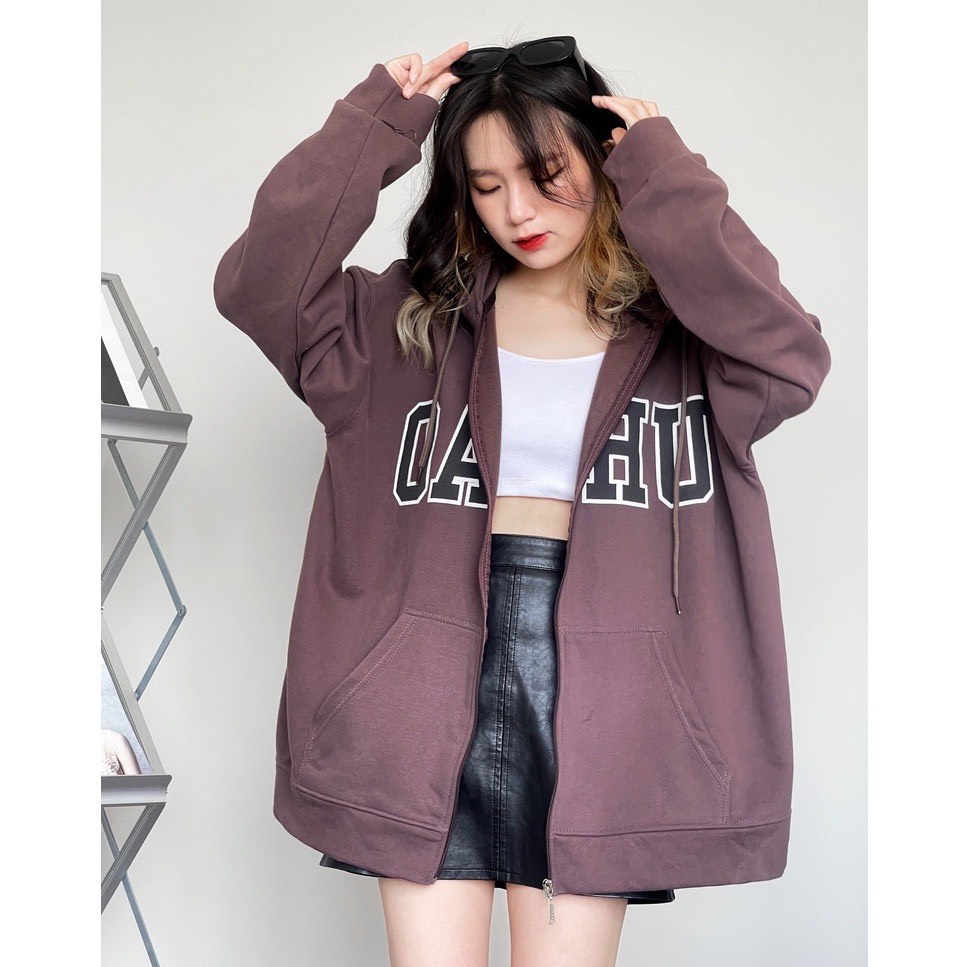 Áo Khoác Nỉ Bông OAHU JACKET Unisex, Áo Hoodie Zip Nam Nữ Form Rộng Phong Cách Hàn Ảnh thật Có Sẵn | BigBuy360 - bigbuy360.vn
