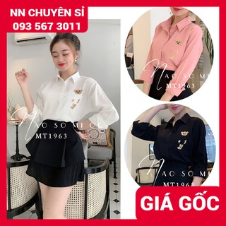 ÁO SƠ MI THÊU GẤU MT1963 ⚡ HÀNG ĐẸP⚡ẢNH THẬT⚡ ÁO SƠ MI CÔNG SỞ ⚡ ÁO SƠ MI NỮ TAY DÀI