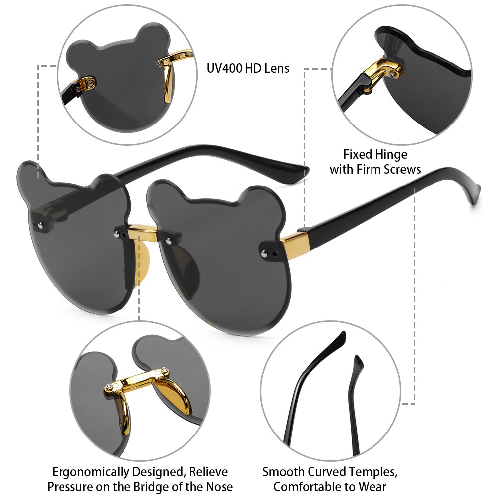 (Hàng Mới Về) Kính Mát Đi Biển Chống Tia Uv400 Hình Gấu Đáng Yêu Cho Bé