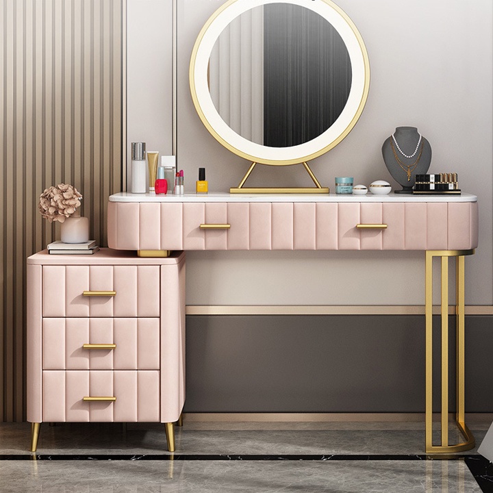 Bộ bàn trang điển nội thất phòng ngủ bọc nhung nỉ tab hộp phấn Funhouse cao cấp - A17a