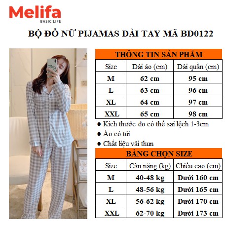 Bộ đồ Pijamas nữ dài tay kiểu kẻ Basic, Bộ đồ mặc nhà nữ kẻ sọc nhiều màu phong cách Hàn Quốc mã BD0122