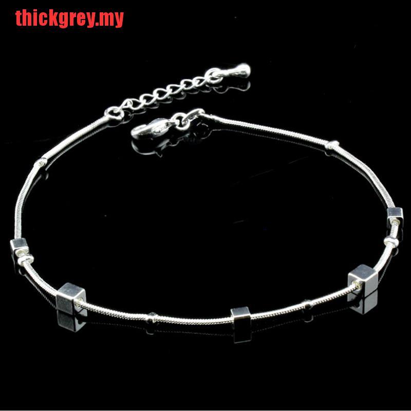 Lắc Chân Mạ Bạc 925 Đính Khối Lập Phương Xinh Xắn | BigBuy360 - bigbuy360.vn