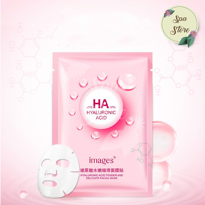 Mặt Nạ Giấy HA Hyaluronic Acid Images Cao Cấp Chính Hãng Dưỡng Da Cấp Ẩm Mịn Màng Hồng Xanh Lá Xanh Dương Miếng 25G