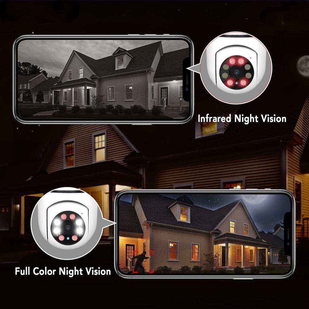 Camera Kỹ Thuật Số E27 Bóng Đèn Led 4X Thu Phóng Tự Động Theo Dõi Con Người Màu Sắc Hai Chiều