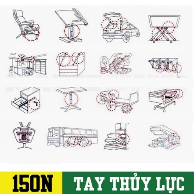 Tay co thủy lực tủ bếp giảm ồn chống va đập