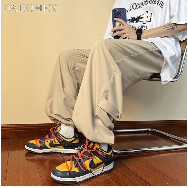 DaDuHey Summer Thin Korean Style Trendy Draping Sports Pants Ins Men's High Street Loose Straight Casual Pants