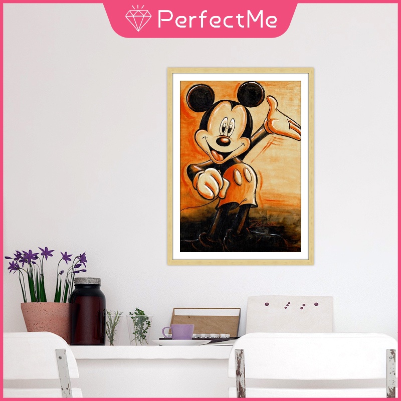 Bộ tranh đính đá 5D họa tiết Mickey dễ thương độc đáo kích thước 30x40cm DIY dùng trang trí nhà cửa