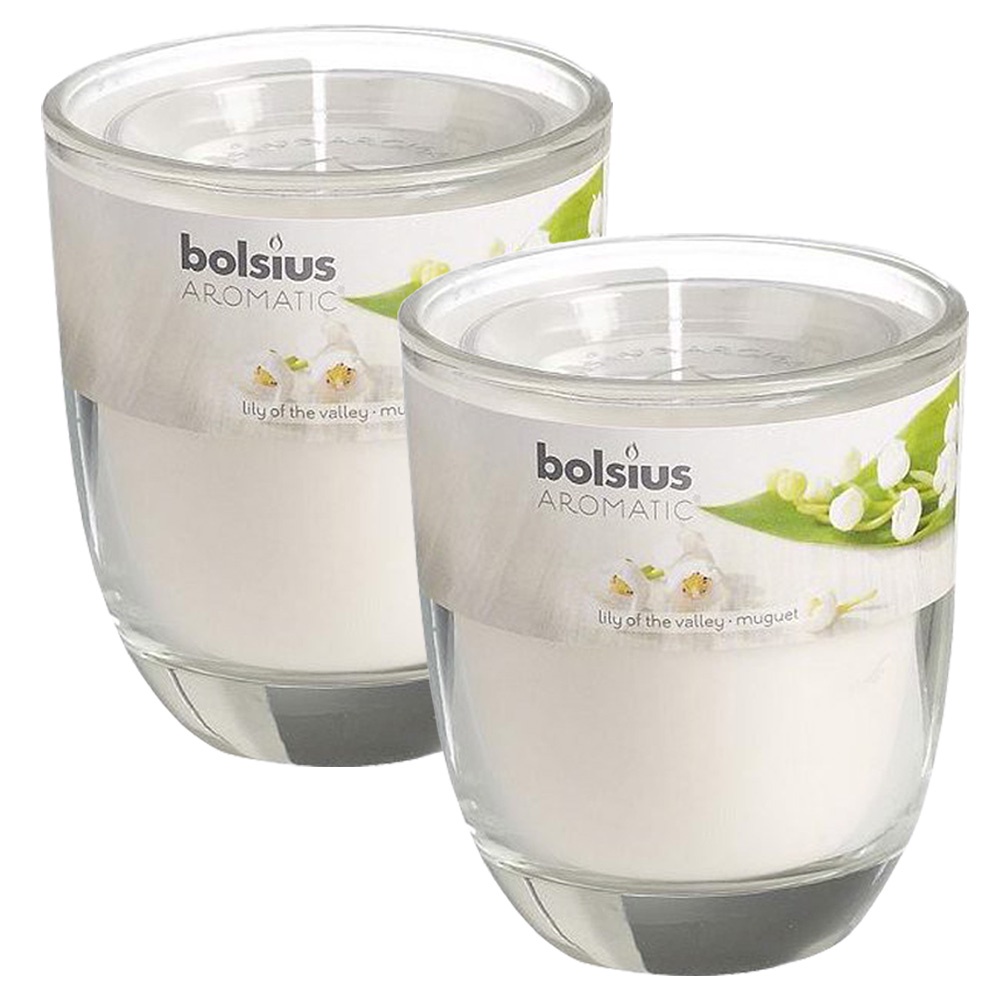 Combo 2 ly nến thơm tinh dầu Bolsius Lily of the Valley 105g - hoa lan chuông, thơm phòng, khử mùi, không khói