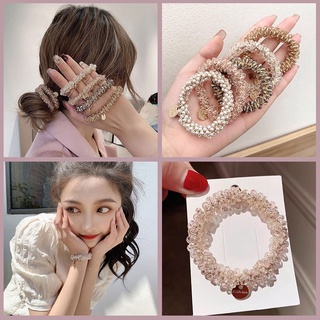Dây buộc tóc đính đá pha lê tùy chọn màu sắc thời trang Hàn Quốc