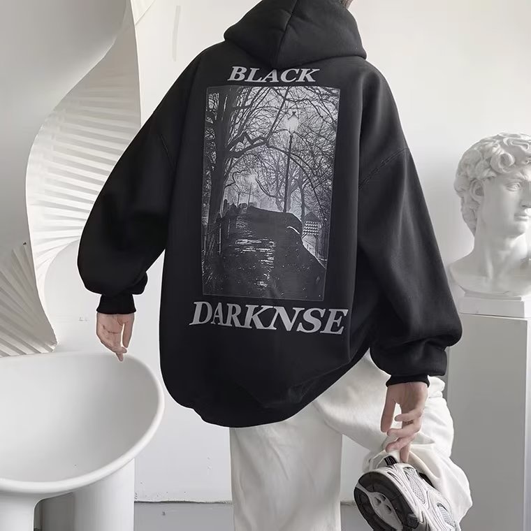 Áo Hoodie Dáng Rộng In Chữ Phong Cách hip hop Đường Phố Hàn Quốc Chất Lượng Cao Cho Nam Cỡ M-5XL