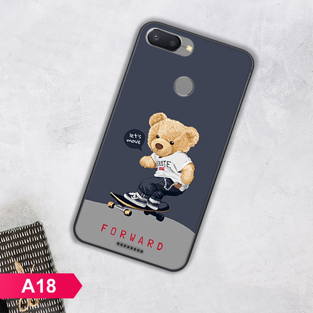 ỐP LƯNG XIAOMI REDMI 6/6A IN HÌNH GẤU NGỘ NGHĨNH SIÊU CUTE
