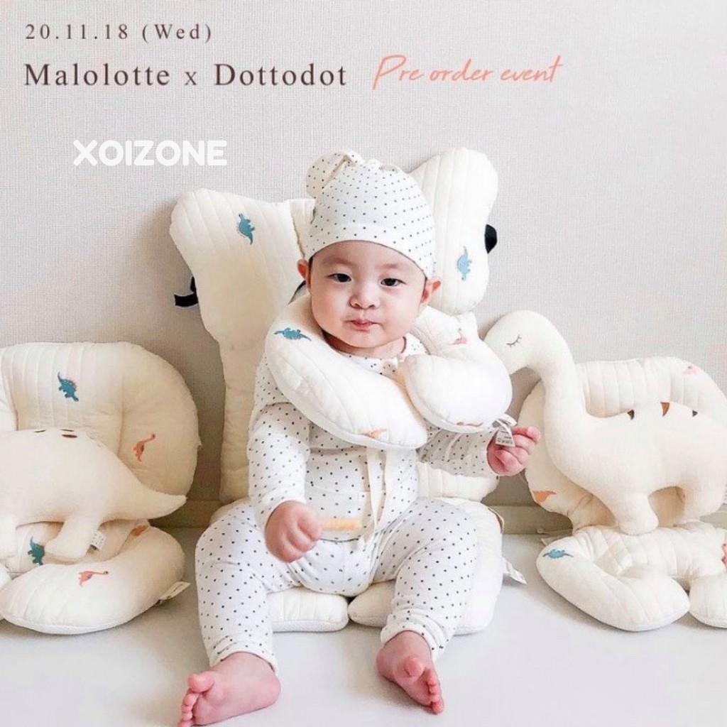 Gối kê cổ Dottodot Malolotte họa tiết thêu Hàn Quốc cho bé