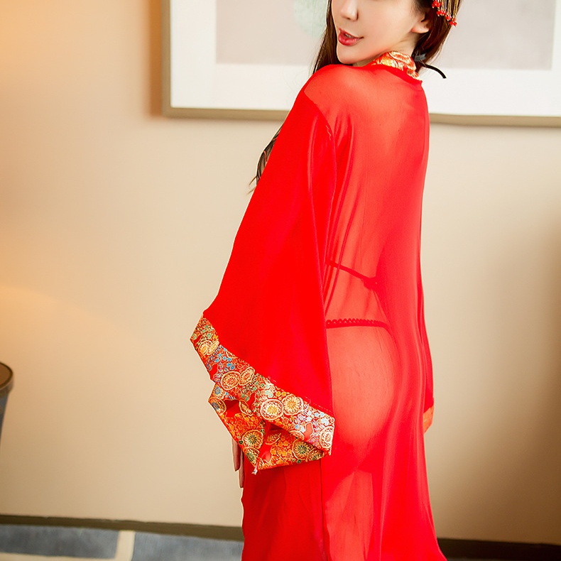 Bộ đồ hóa trang Cosplay cô dâu cổ trang Trung Hoa áo choàng + set yếm hoa + 2 quần lọt khe | BigBuy360 - bigbuy360.vn