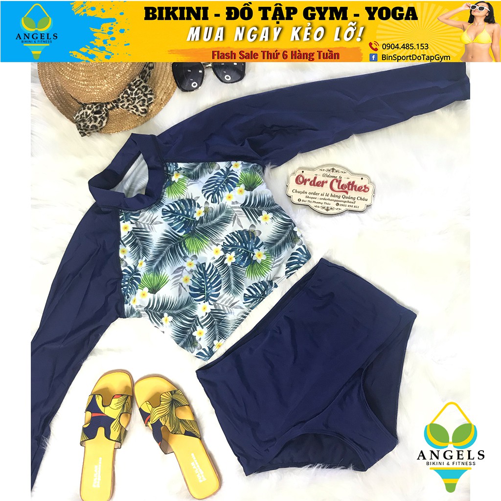 Bikini,Bộ Đồ Bơi Hoa 2 Mảnh Dài Tay , Hàng Nhập đủ size M L XL,BHN009 | BigBuy360 - bigbuy360.vn