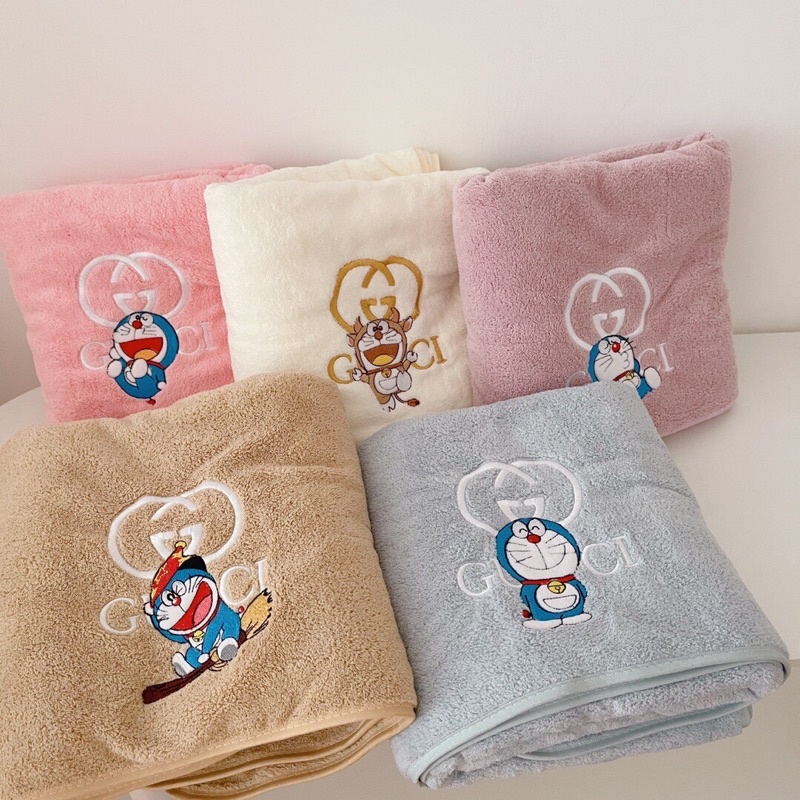 Khăn Tắm Doremon Set 2 Cái Bằng Cotton Siêu Thấm Hút, Mềm Mại Cho Bé