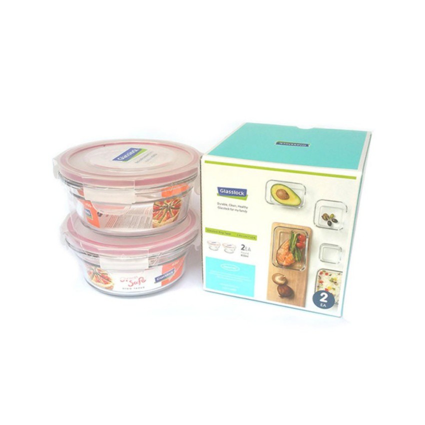 Bộ 2 hộp thủy tinh đựng thức ăn 450ml GLASSLOCK GL1624