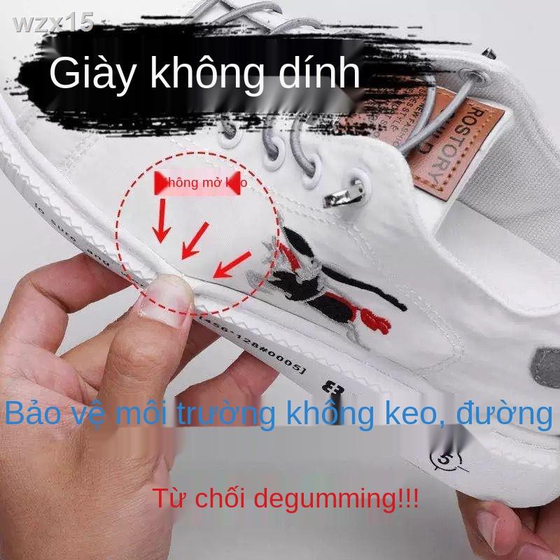 Giày vải lụa băng nam 2021 trắng thoáng khí mới mùa hè sneaker phiên bản Hàn Quốc của xu hướng thường phù hợp v