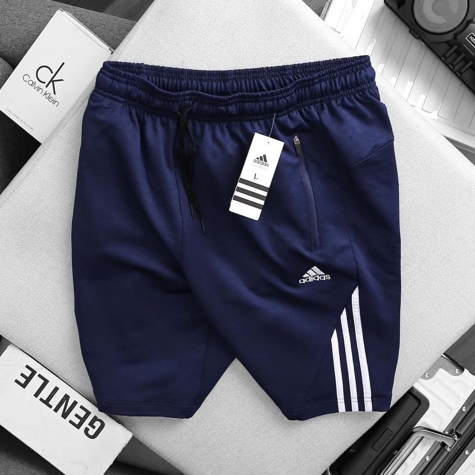Quần short thể thao 3 sọc 2 túi kéo khoá vải thun lanh cao cấp _QSTT_DAS