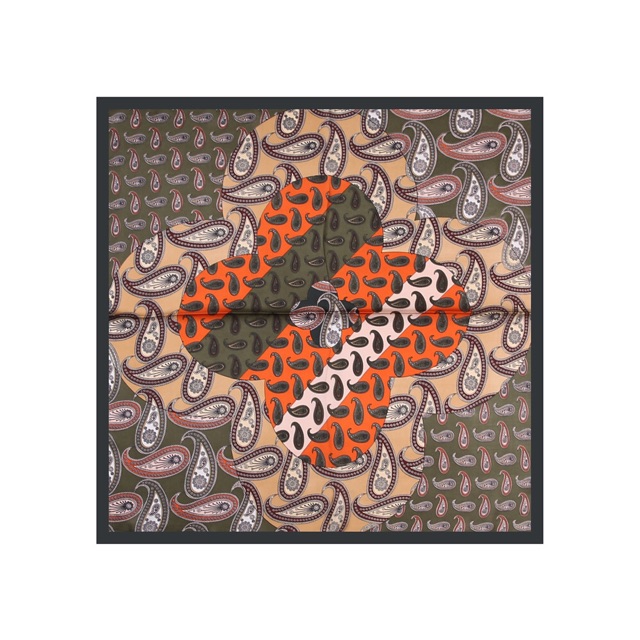 Khăn turban lụa vuông cao cấp choàng cổ size 70x70cm thanh lịch đa năng dùng làm áo yếm in hoa văn đối xứng