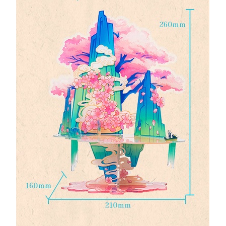 Mô hình lắp ghép kim loại 3d Đào hoa nguyên ký