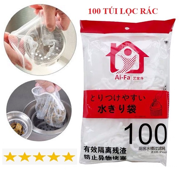 Gói 100 Túi Lọc Rác, Thức Ăn Thừa - Túi Lưới Lọc Rác Tiết Kiệm