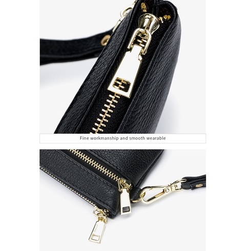 Ví Cầm Tay Mini Bằng Da Thật Có Khóa Kéo Thời Trang Phong Cách Hàn Quốc Cho Nam Và Nữ