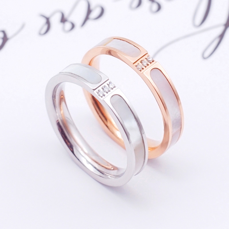 Nhẫn Ba Lớp Bằng Thép Không Gỉ Màu Vàng Hồng Đính Kim Cương Thời Trang Dành Cho Nữ