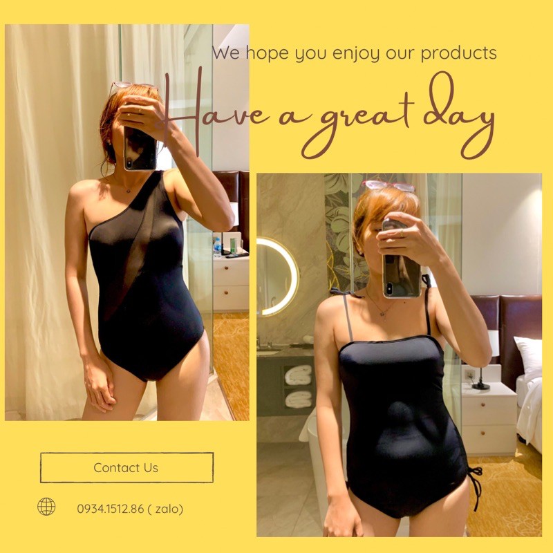 [ ẢNH KHÁCH MẶC+ FORM ĐẸP] Bikini liền mảnh 2 dây nâng ngực kín đáo