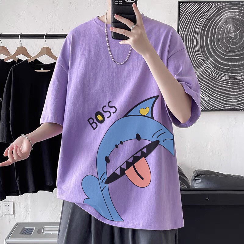 Áo thun unisex from rộng cổ tròn tay lỡ freesize &lt; 65kg CM Boss