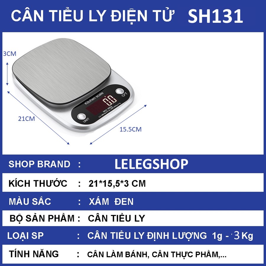 Cân tiểu ly điện tử nhà bếp mini định lượng 1g - 5kg Cân tiểu ly làm bánh độ chính xác cao