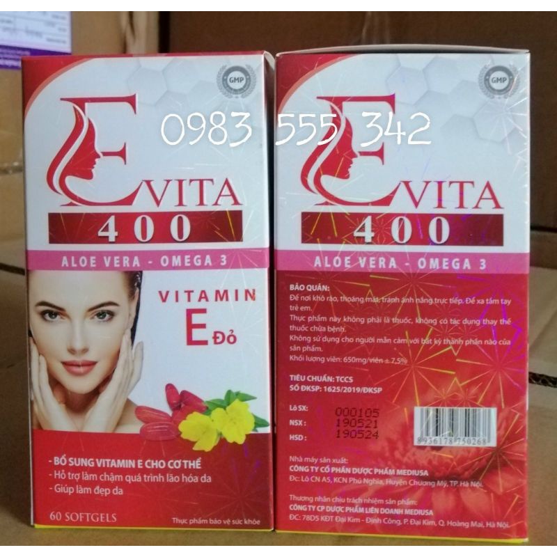 Vitamin E đỏ 400 Hỗ trợ giảm tình trạng rạn da, da khô nứt nẻ, nếp nhăn.