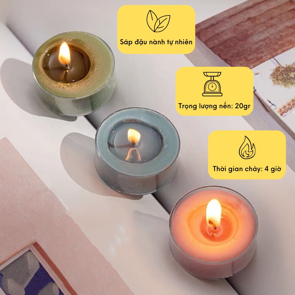 Nến thơm phòng thiên nhiên TEALIGHT tinh dầu mini decor trang trí sáp đậu nành không khói