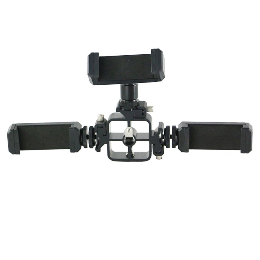 Phụ kiện giá đỡ, khung trụ gắn đến 3 điện thoại lên tripod hỗ trợ livestream chuyên nghiệp nhiều máy cùng lúc