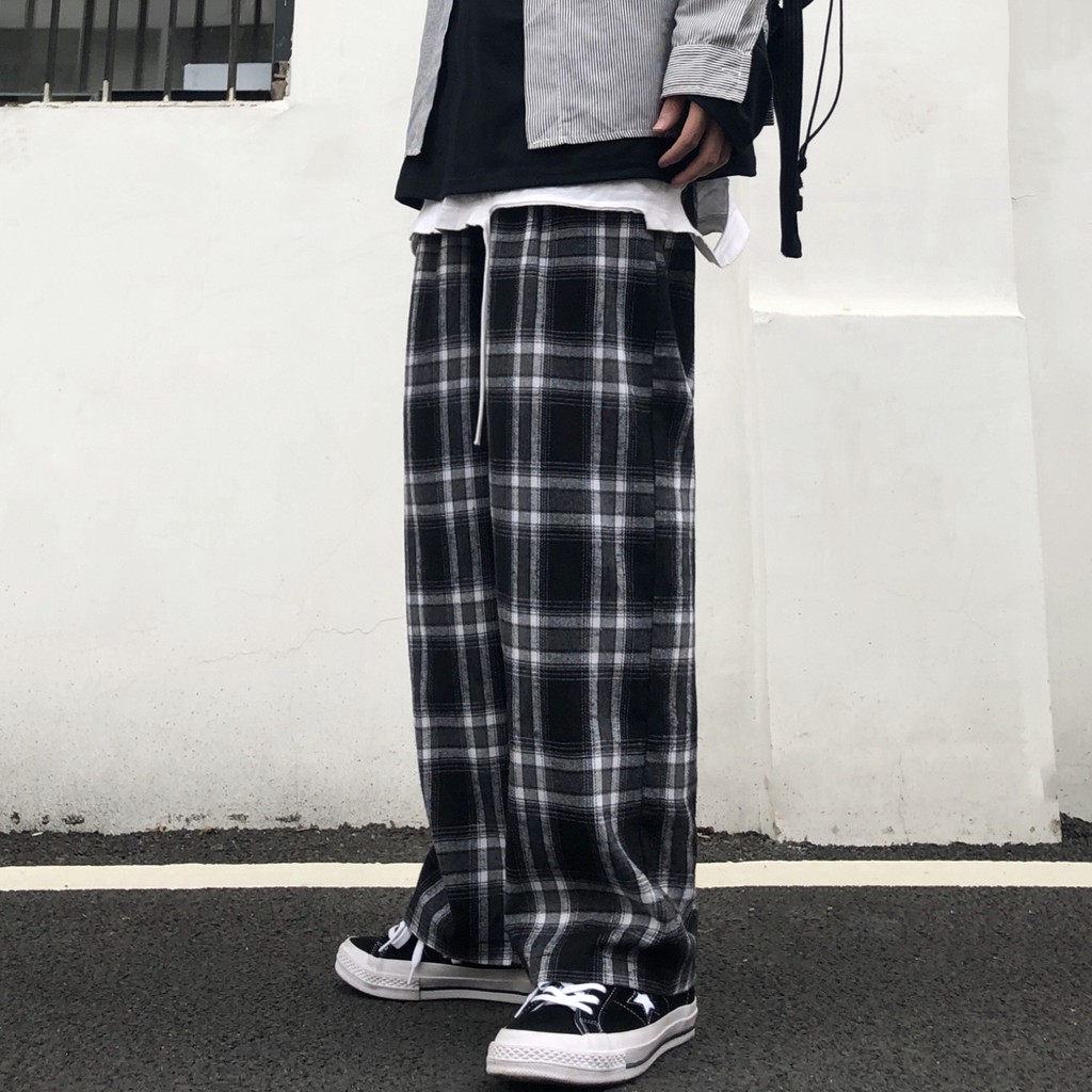 (Q734) quần thun ống rộng kẻ sóc size M L XL