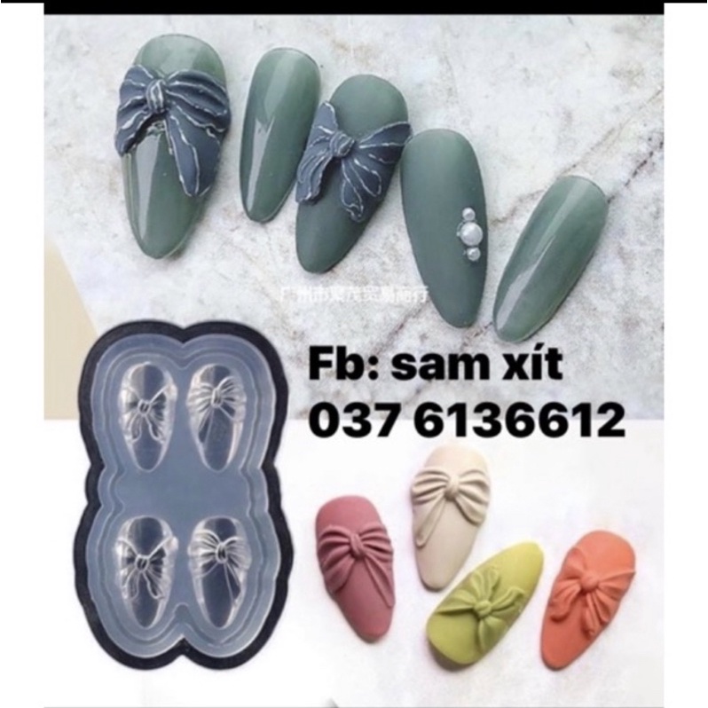 Khuôn nơ silicon dẻo dùng trang trí móng nail