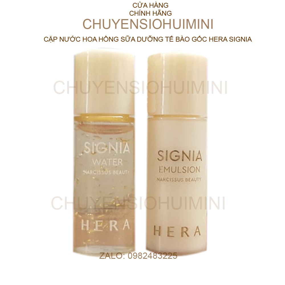 Cặp nước hoa hồng và Sữa dưỡng tế bào gốc và tinh chất vàng 24k HERA Signia 5ml