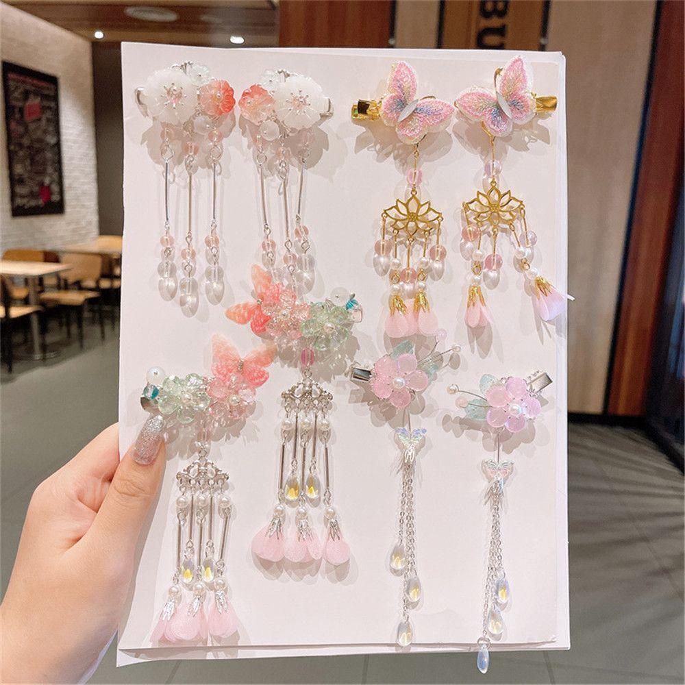 BSUNS Set 2 Kẹp Tóc Hình Bướm Đính Ngọc Trai Xinh Xắn Cho Nữ