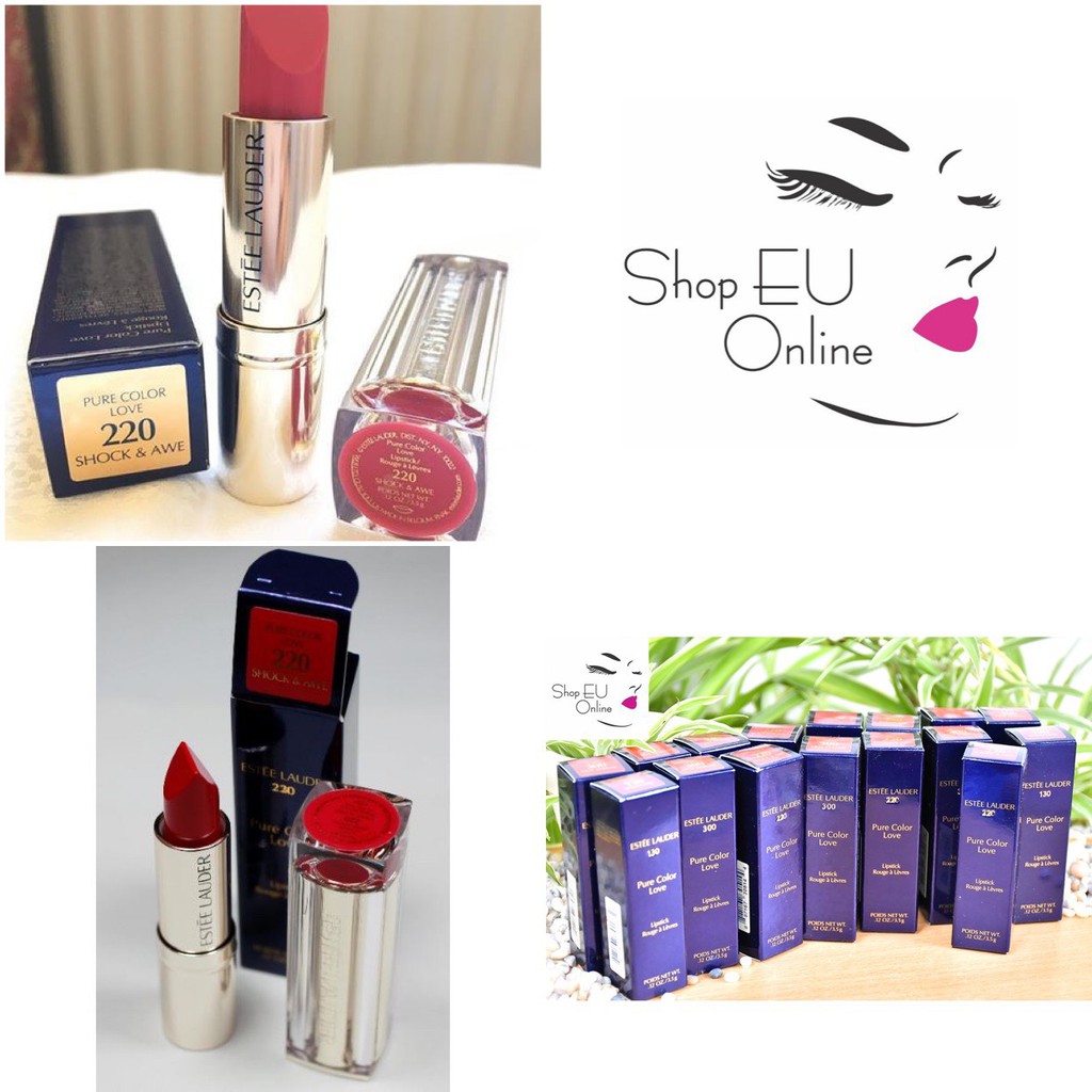 Son lì Estee Lauder Pure Color love 3.5g -Siêu mềm mượt không khô môi son lì lâu trôi: đỏ cam- đỏ hồng- hồng đất- Pháp