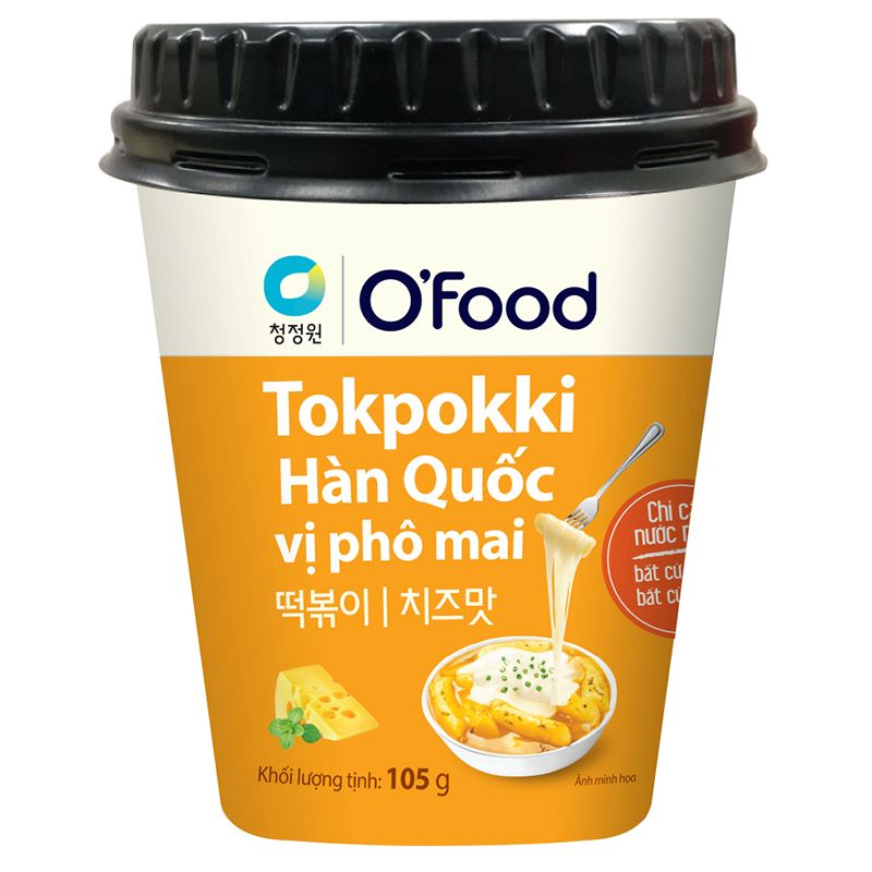 Bánh Gạo Tokpokki Hàn Quốc Vị Phô Mai O'Food Ly 105G Chính Hãng